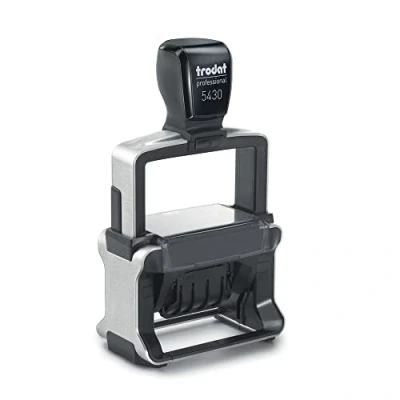Afbeelding van Trodat Professional 5430 datumstempel met betaalde tekst, afdruk 41 x 24 mm, blauw en rood