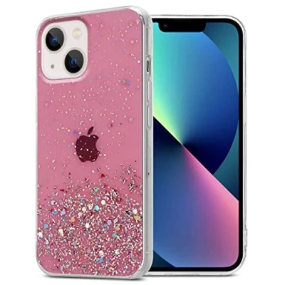 Afbeelding van Cadorabo Hoesje geschikt voor Apple iPhone 13 MINI in Roze met Glitter Beschermhoes van flexibel TPU silicone fonkelende glitters Case Cover Etui