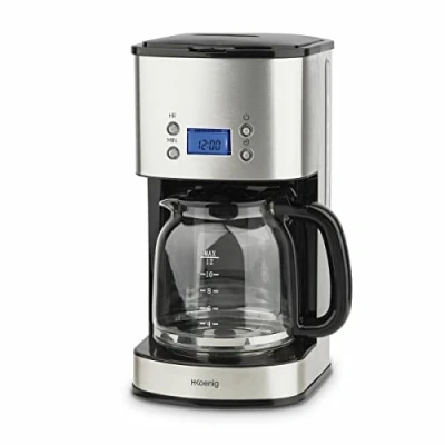 Afbeelding van H.Koenig MG30 Koffiezetapparaat met roestvrijstalen filter, programmeerbaar, 1,5 l, schaalbaar, druppelbescherming, LDC display, automatische uitschakeling, afneembare filterhouder, wasbaar