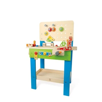 Afbeelding van Hape Werkbank, speelgoed van hout voor kinderen, bekroond imitatiespeelgoed, creatief, in hoogte verstelbaar, 35 delig, werkplaats kinderen