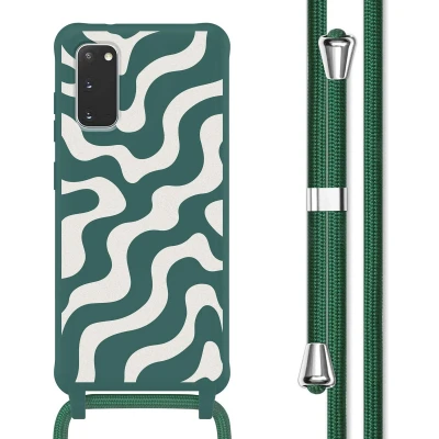 Afbeelding van imoshion hoesje Geschikt voor Samsung Galaxy S20 met koord Siliconen design Meerkleurig / Petrol Green Groovy