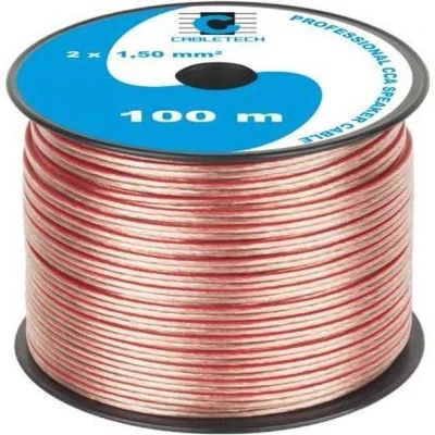 Afbeelding van Speaker kabel luidsprekersnoer CCA Transparant 2x 1.5mm Haspel 100m