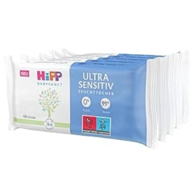 Afbeelding van HiPP Babysanft Ultra Sensitive vochtige doekjes, 5 verpakkingen van 48 stuks
