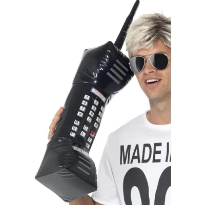 Afbeelding van Smiffys Opblaasbare retro mobiele telefoon, zwart, 76 cm
