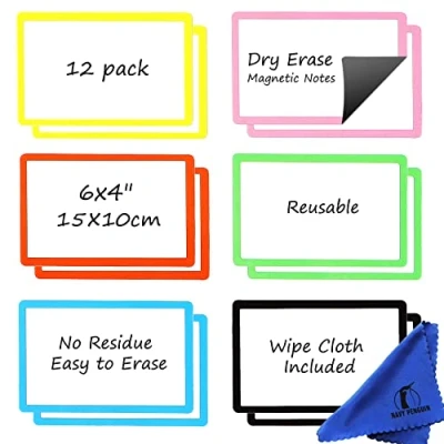 Afbeelding van Magnetische etiketten Magneten (Pense Beest Magneten) Set van 12 15 x 10 cm voor Whiteboard Magneet Beschrijfbaar Koelkast