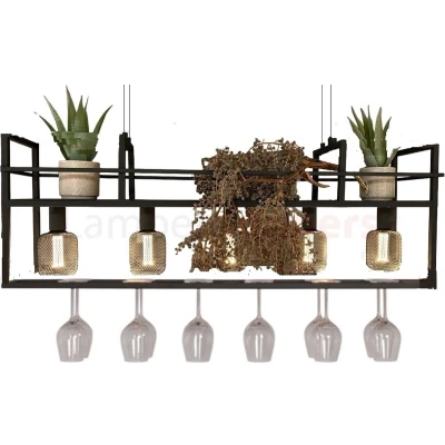 Afbeelding van Freelight Hanglamp Barista Zwart 120cm 5 Lichts E27