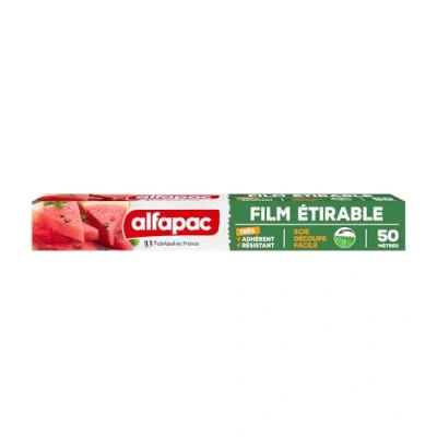 Afbeelding van Alfapac stretchfolie, 50 m, zeer rekbaar, gripvast en duurzaam, gemaakt in Frankrijk