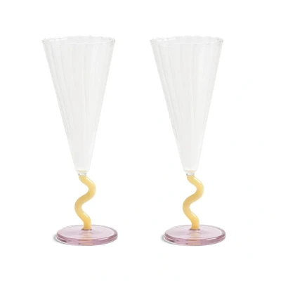 Afbeelding van &amp;Klevering Curve Champagneglas Set Van 2 Roze
