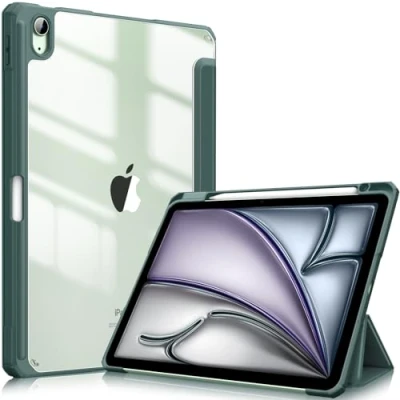 Afbeelding van Fintie Hybride hoes voor iPad Air 5e generatie 2022 / 4e 2020 10,9&quot; Schokbestendige beschermhoes Met harde transparante achterkant Donkergroen