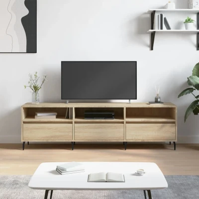 Afbeelding van Tv meubel 150x30x44,5 cm bewerkt hout sonoma eikenkleurig