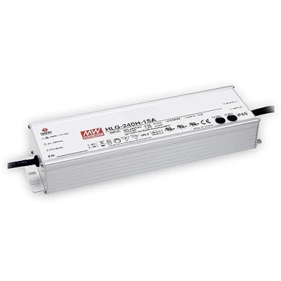 Afbeelding van Mean Well HLG 240H 24A LED driver, transformator Constante spanning, stroomsterkte 240 W 10 A 24 V/DC PFC schakeling, Overbelastingsbescherming,