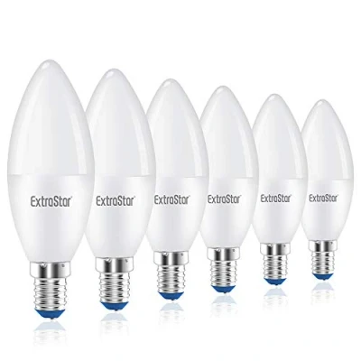 Afbeelding van EXTRASTAR Ledkaarslampen, E14,8 W, komt overeen met 64 6500 K, koud wit licht, 6 stuks