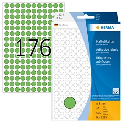 Afbeelding van Etiket HERMA 2215 rond 8mm groen 5632stuks