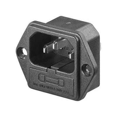 Afbeelding van Goobay 11261 AC koudeapparaat inbouwstopcontact met zekeringhouder en soldeerfitting 3 polig zwart
