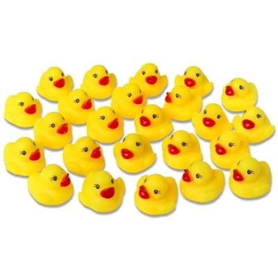 Afbeelding van 24 stuks rubberen piepende eenden geel ca. 3,5 cm