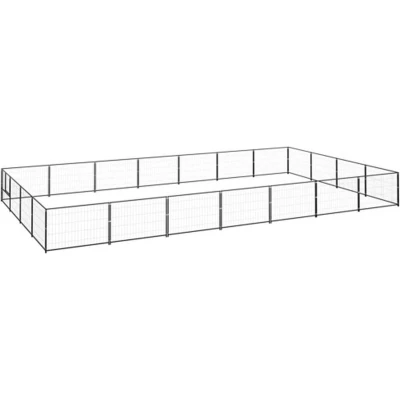 Afbeelding van vidaXL Hondenkennel 28 m² staal zwart