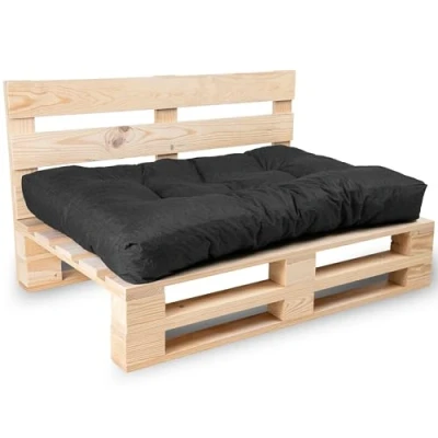 Afbeelding van Paletkussens/matras, bank, fauteuil, zitvlak voor europallets zitting (zwart, kussen 120 x 80 cm)