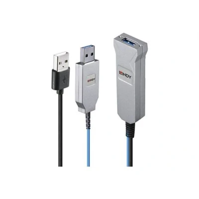 Image de Lindy Câble USB (M) pour (F) 3.2 Gen 1 100 m rond Active Optical Cable (AOC) bleu