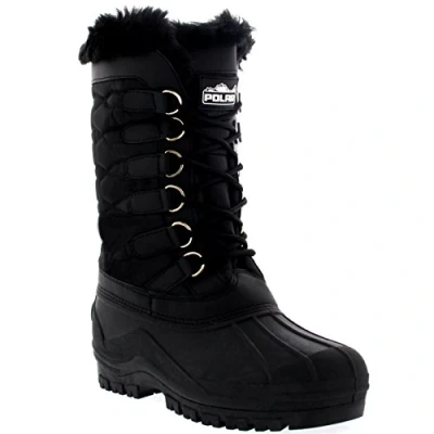 Afbeelding van Vrouwen Nylon Outdoor Sneeuw Eend Regen Bont Armband Laarzen, zwart.