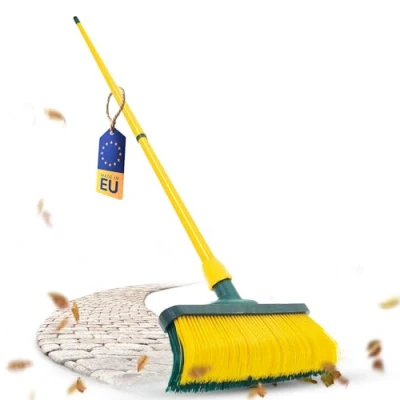 Afbeelding van 40 cm houten klauwbezem met telescopische steel gebogen borstelharen, tuinbezem, straatbezem, bladbezem (1, bezem steel)