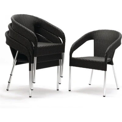 Afbeelding van Bolero polyrotan indoor/outdoor stoelen houtskool (4 stuks)