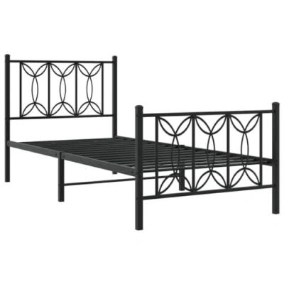 Image de vidaXL Cadre de lit métal avec tête lit/pied noir 75x190 cm