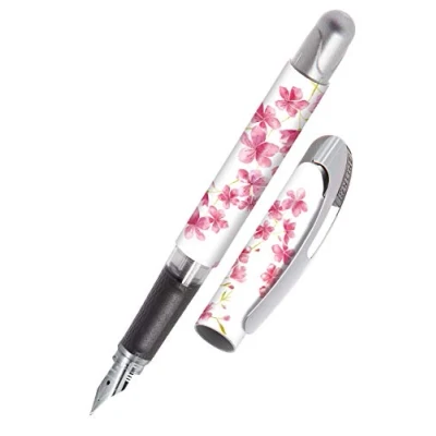 Afbeelding van ONLINE stylo à encre College Cherry Blossom│ plume ergonomique pour l&#039;école │ moyenne, partie soft grip cartouches d&#039;encre standard rechargeable │idéal enfants