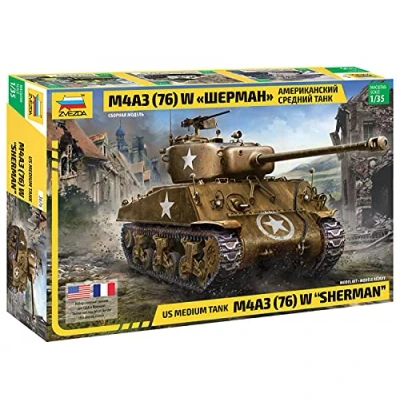 Afbeelding van 1:35 Zvezda 3676 US medium Tank M4A3 (76) W SHERMAN Plastic Modelbouwpakket