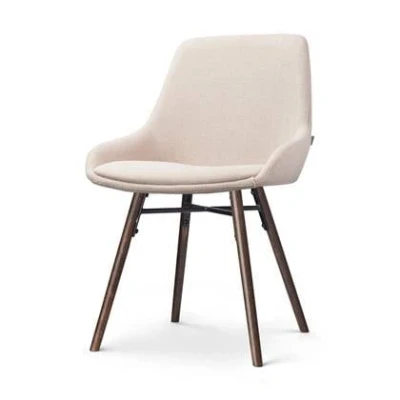 Afbeelding van Nolon Nena Isa Eetkamerstoel Beige Stof Walnoot Poten
