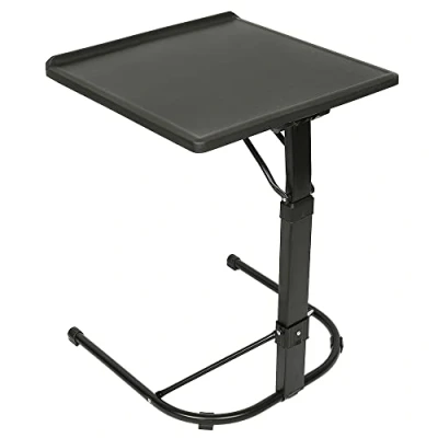 Afbeelding van Drumm bedtafel voor laptop, met wieltjes, in hoogte verstelbaar, vergrendelbare wielen, staand bureau, mobiele computertafel, opvouwbaar, 43 x 63/70/76 cm