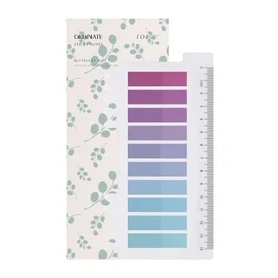 Afbeelding van Ordinate 200 transparante zelfklevende notities voor markering, plakstrips, paginamarkers, notities, esthetisch, Full Color of Gradient (L stuks bosbessen)
