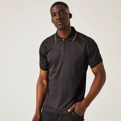 Afbeelding van Regatta Navigate Short Sleeve Polo RG264 Black/Orange Pop XXL