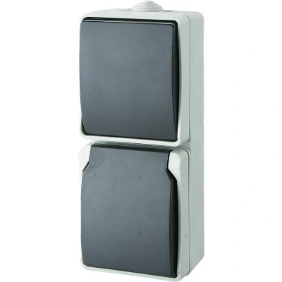 Afbeelding van GAO 9878 Standaard Schakel /stopcontact combinatie spatwaterdicht Grijs