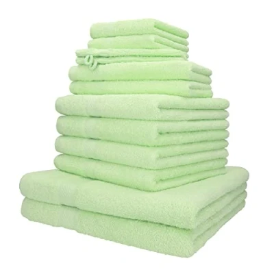 Afbeelding van Betz Set van 12 Palermo Handdoeken 2 Badlakens 4 Gastendoekjes Washandjes Badhandschoenen 100% Katoen Kleur Groen