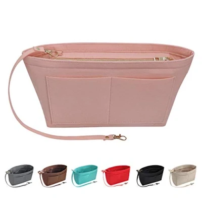 Afbeelding van Soyizom vilten handtas organizer, meerdere zakken, draagtas voor dames, roze, XL, Roze