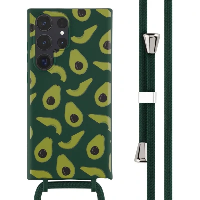 Afbeelding van iMoshion hoesje Geschikt voor Samsung Galaxy S23 Ultra met koord Siliconen design Groen / Avocado Green
