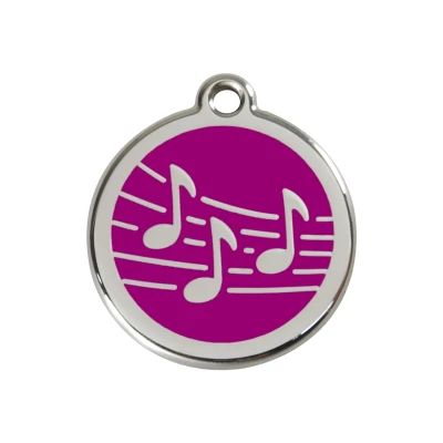 Afbeelding van Music Purple roestvrijstalen hondenpenning medium/gemiddeld dia. 3 cm RedDingo