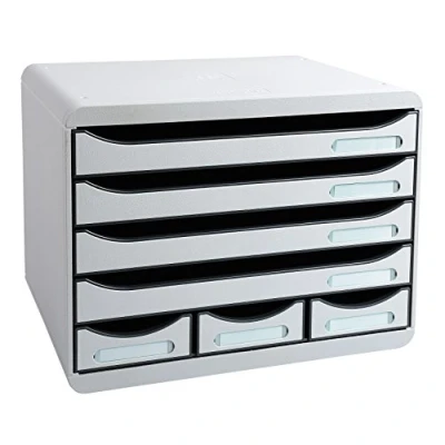Afbeelding van Exacompta Ref. 307740D STORE BOX Kast met 7 laden, 4 laden voor A4+ documenten en 3 mini Buitenafmetingen: diepte 27 x breedte 35,5 hoogte 27,1 cm Lichtgrijs