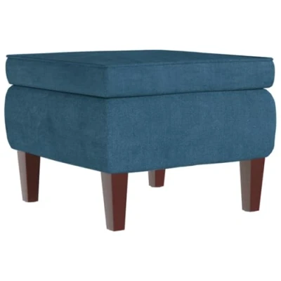 Afbeelding van Kruk met houten poten fluweel blauw