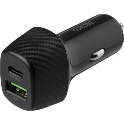 Afbeelding van Deltaco USBC CAR120 Autolader USB en C poort Snelladen 36W Zwart