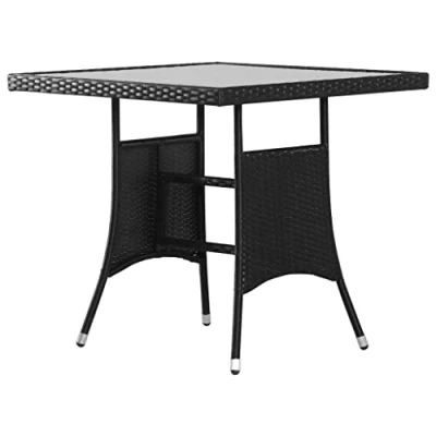 Afbeelding van Tuintafel 80x80x74 cm poly rattan zwart