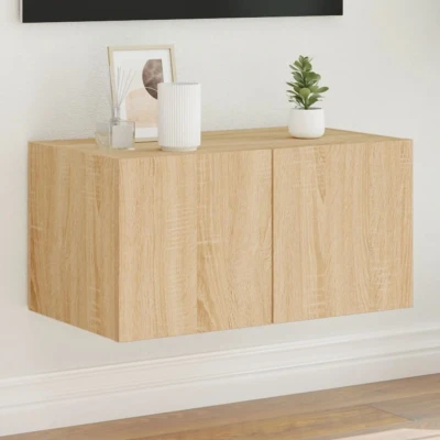 Afbeelding van Tv wandmeubel met LED verlichting 60x35x31 cm sonoma eikenkleur