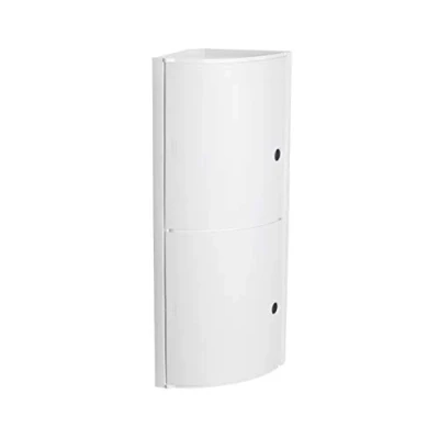 Afbeelding van TATAY Hangende opbergkast voor hoekbadkamer van kunststof, 2 deuren in doorschijnende kleur wit, verstelbare binnenplanken, afmetingen 20 x 62,5 cm