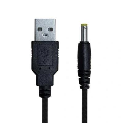 Afbeelding van OcioDual USB DC oplaadkabel compatibel met PSP 1000 2000 3000, luidsprekers, beveiligingscamera&#039;s, universele batterijlader, 5 V, 2 A, 2.0, zwart gevlochten 1,2 m