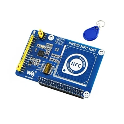 Afbeelding van Waveshare PN532 NFC hoed voor Raspberry Pi I2C / SPI/UART Interface in de buurt van het veld communicatie ondersteunt verschillende NFC/RFID kaarten zoals MIFARE/NTAG2xx Python/C, STM32,