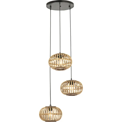 Afbeelding van QAZQA amira Oosterse Hanglamp 3 lichts Ø 50 cm Naturel Woonkamer Slaapkamer Keuken