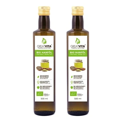 Afbeelding van GreatVita biologische hennepolie, 100% zuiver en koudgeperst, per stuk verpakt (1 x 1000 ml)
