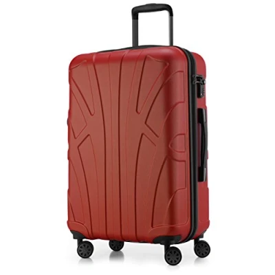 Afbeelding van SUITLINE Koffer met wielen, harde schaal volumeverlenging, TSA vergrendeling, ABS, mat, 4 rubberen dubbele Rood, 66 cm