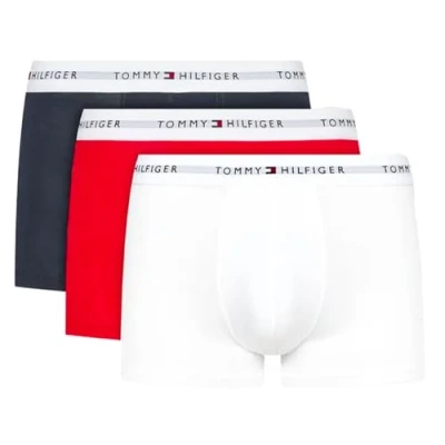 Image de Tommy Hilfiger Boxers Caleçons Homme Lot de 3 Coton avec Stretch, Multicolour (Desert Sky/White/Primary Red), L