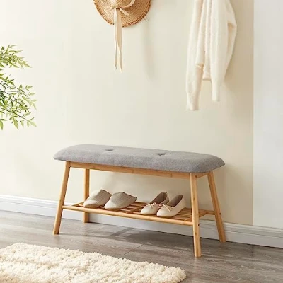 Afbeelding van Schoenenrek 45x90x30 cm bamboe grijs